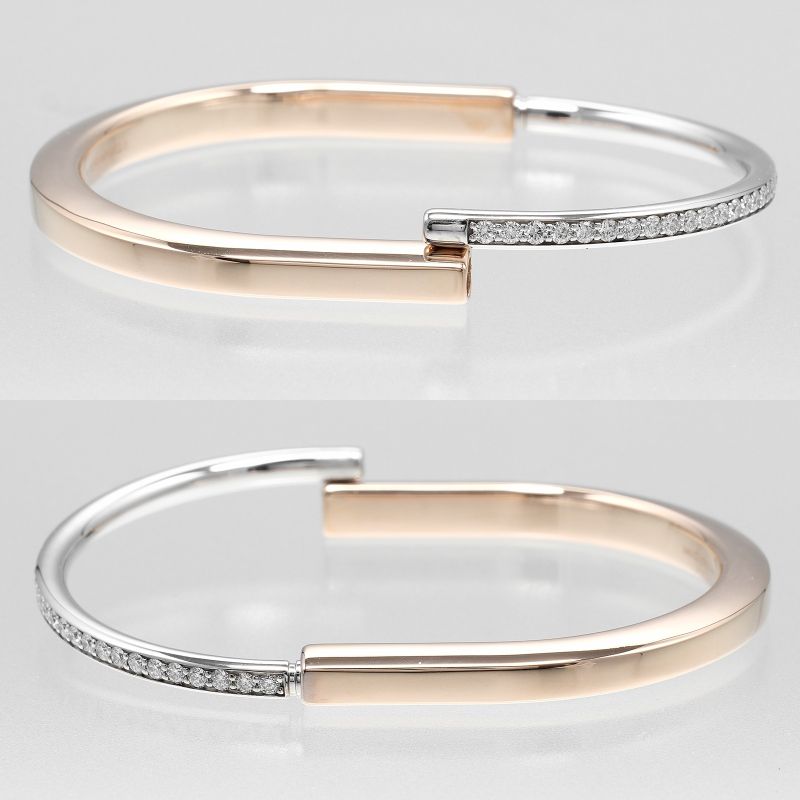 Tiffany & Co Rock 18K Pink Gold X 18K White Gold X Half Diamond Ladies 36.8g