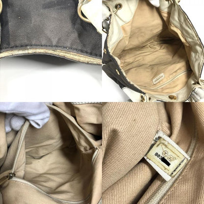 Chanel Shoulder Bag CC Coco Mark Bicolor Leather / Canvas Black