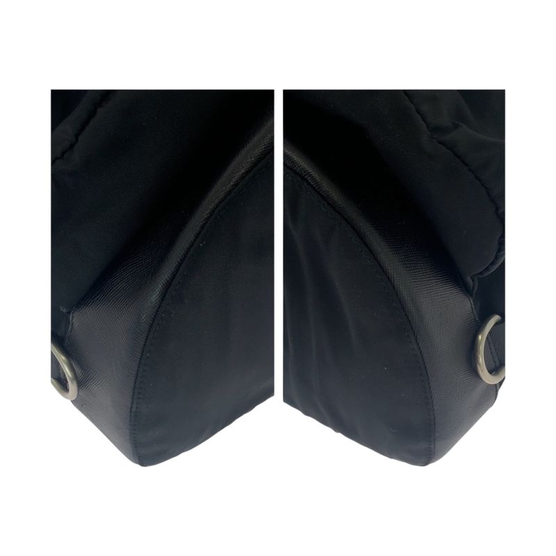 Prada Tessuto Triangle Logo Plate Black Silver Hardware Nylon Backpack Women