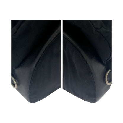 Prada Tessuto Triangle Logo Plate Black Silver Hardware Nylon Backpack Women