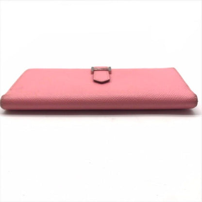 Hermes Bearn Souffle Bifold Depth Wallet Silver Shikaku Pink