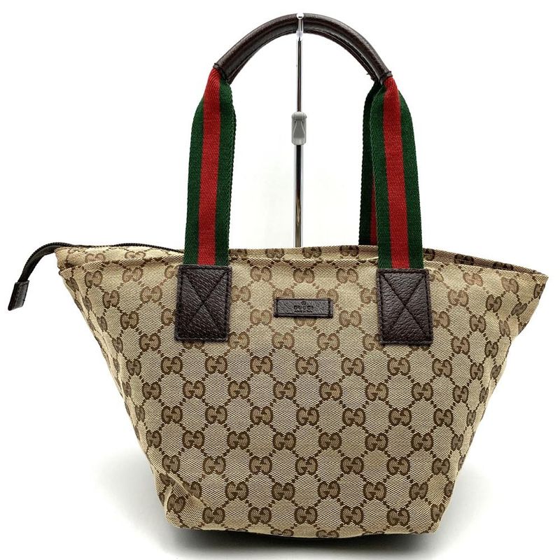 Gucci 131229 Handbag Beige And Brown GG Canvas Sherry Line Ladies Men