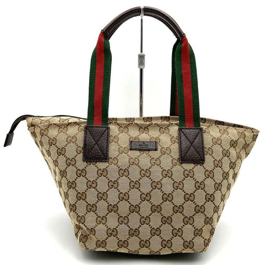 Gucci 131229 Handbag Beige And Brown GG Canvas Sherry Line Ladies Men