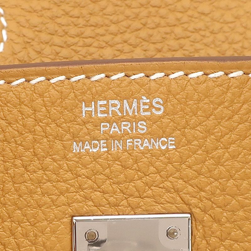 Hermes Handbag Birkin 25 Togo Natural Sable Silver Hardware Brown Engraved K