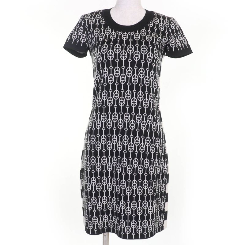Hermes 22SS 2e2500d4 Silk Horsebit Short Sleeve Knit Dress Blackish 36 Made In