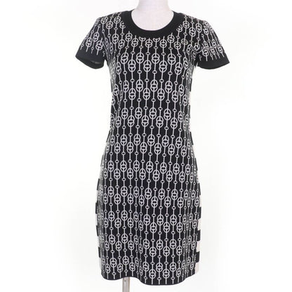 Hermes 22SS 2e2500d4 Silk Horsebit Short Sleeve Knit Dress Blackish 36 Made In