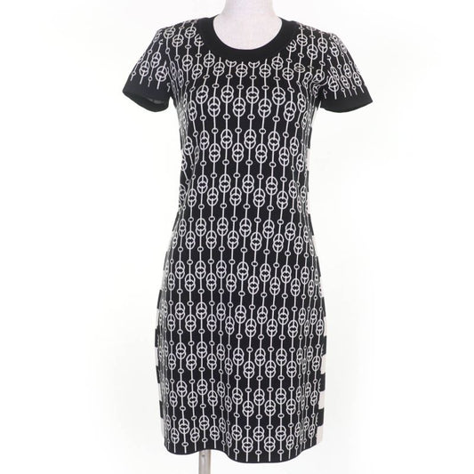 Hermes 22SS 2e2500d4 Silk Horsebit Short Sleeve Knit Dress Blackish 36 Made In