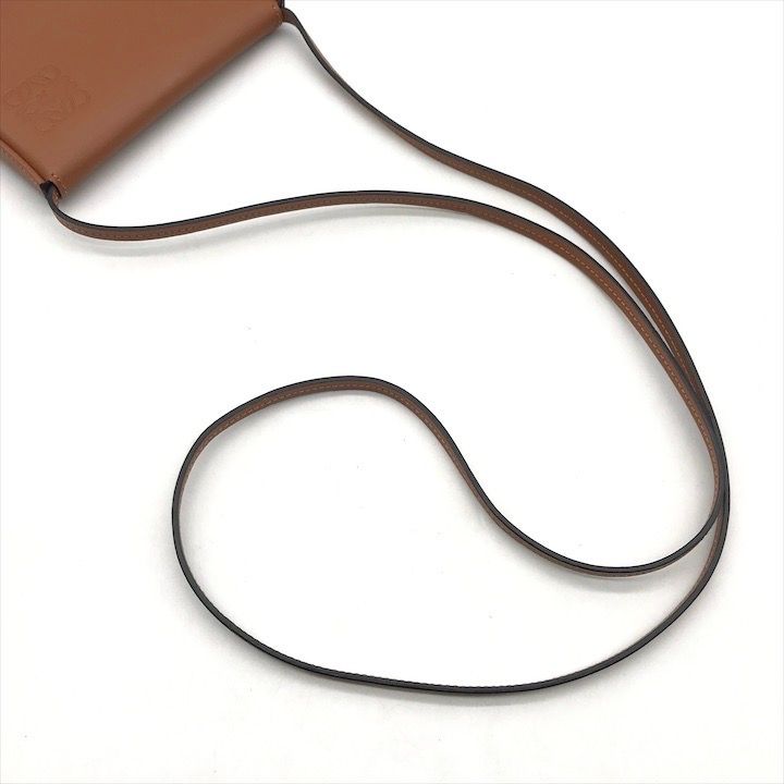 Loewe Heel Pouch Small Soft Calf Coin Card Case Shoulder Bag Crossbody Brown