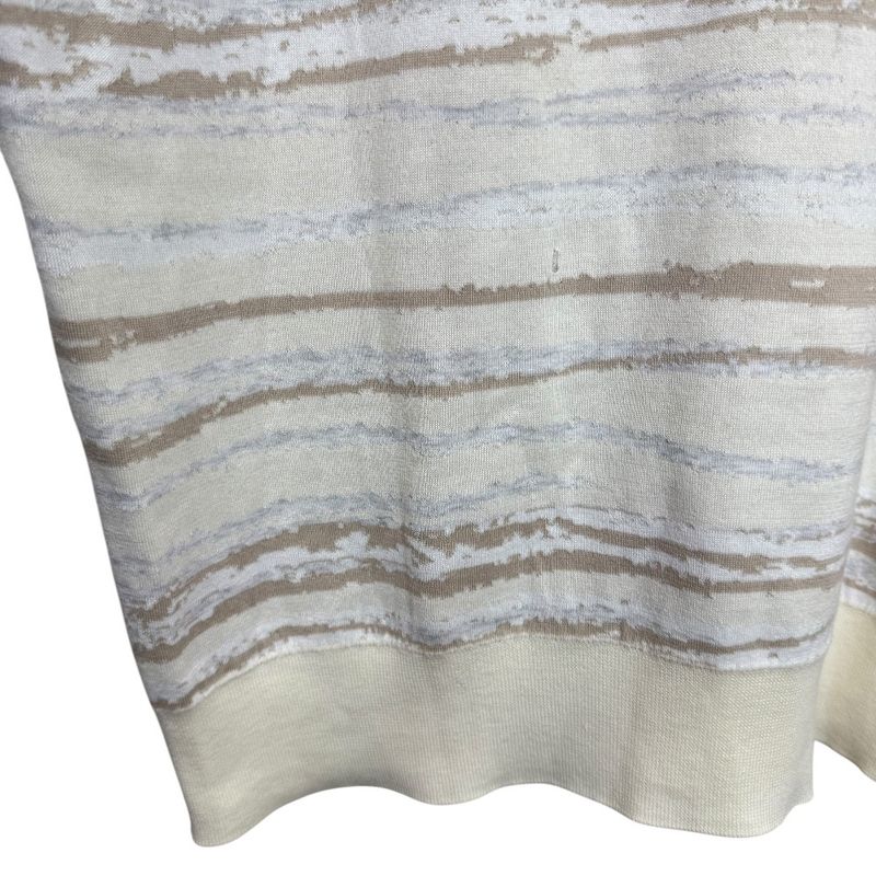 Good Hermes Striped Short Sleeve Knit Cut And Sewn Sweater XL Beige Ivory Men's