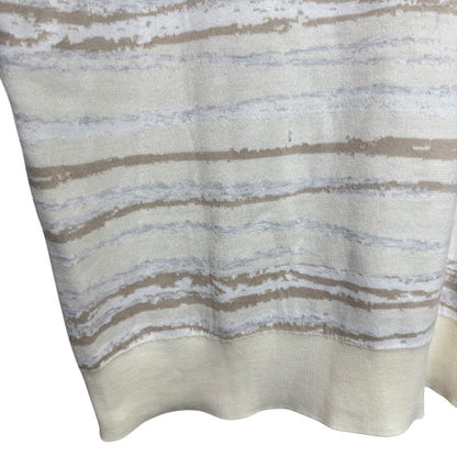 Good Hermes Striped Short Sleeve Knit Cut And Sewn Sweater XL Beige Ivory Men's