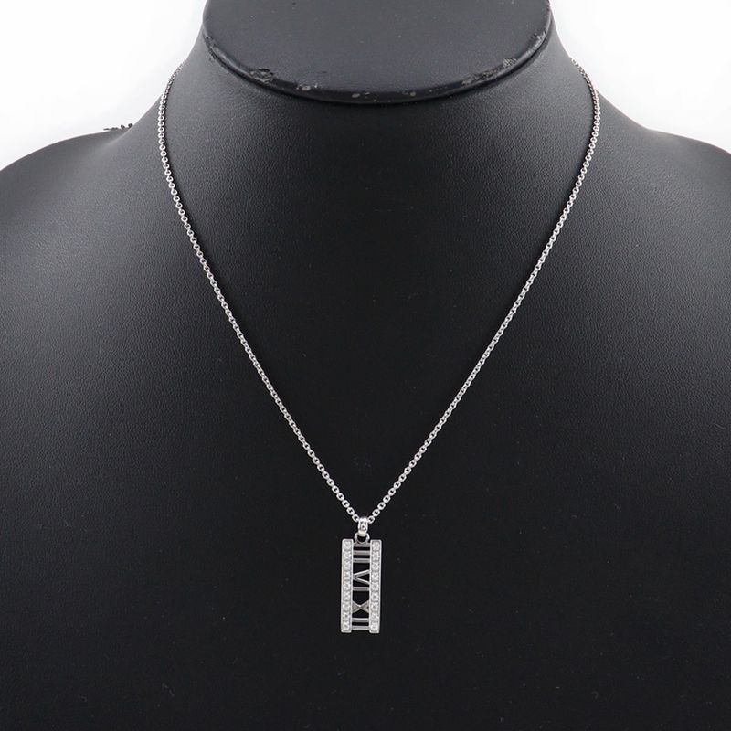 Tiffany & Co Atlas Open Bar 18kwhite Gold X Diamonds Ladies 6.6g Necklace