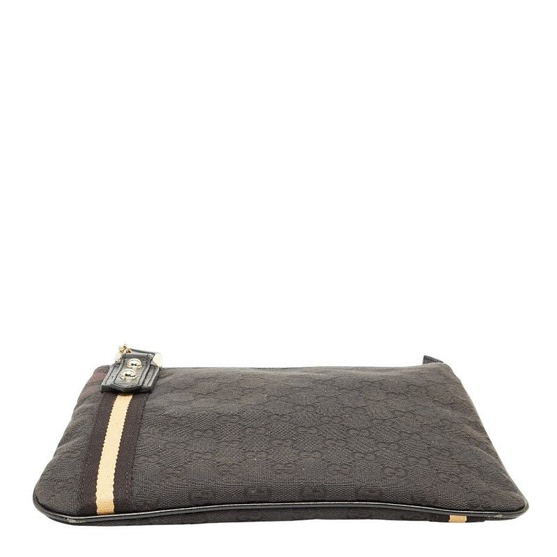 Gucci GG Canvas Crossbody Shoulder Bag 144388 Black Canvas Leather Ladies Gucci