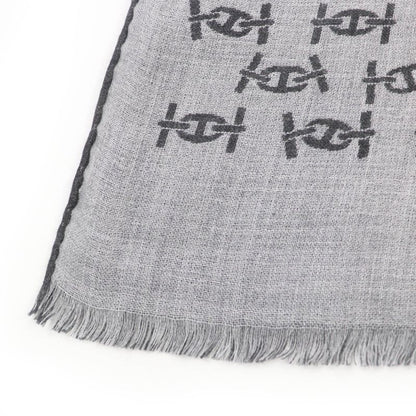 Hermes Mayon Rhythm Cashmere Silk Cendre/anthracit Fringed Large Shawl Scarf