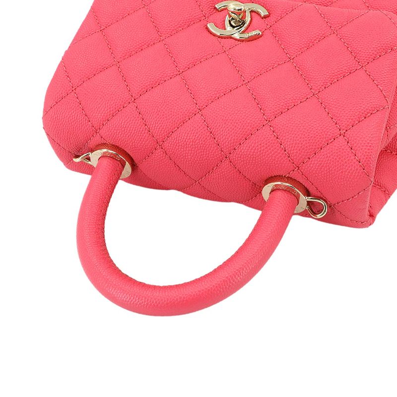Exhibited Chanel Coco Handle Matelasse 2way Hand Shoulder Bag Caviar Skin Pink