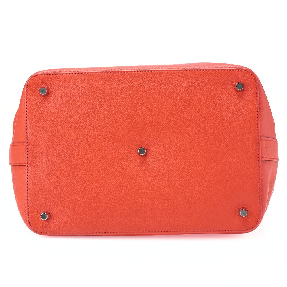 Hermes Toolbox 26 Verso Evercolor Orange Poppy X Rouge Ash Handbag With Silver