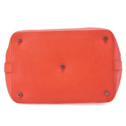 Hermes Toolbox 26 Verso Evercolor Orange Poppy X Rouge Ash Handbag With Silver