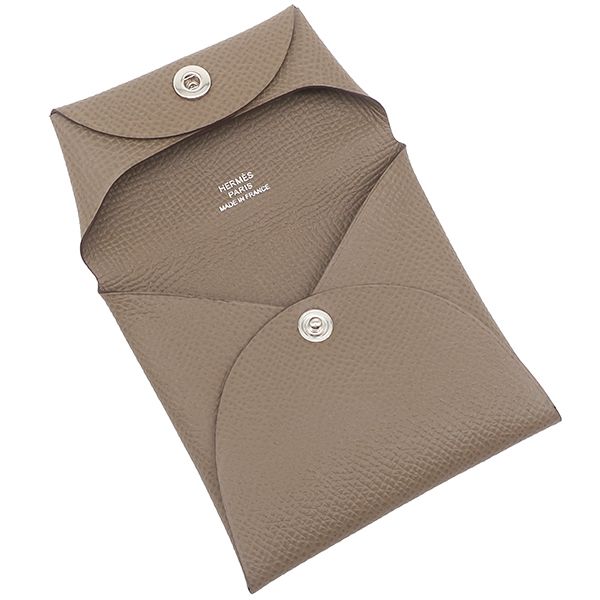 Hermes Coin Case Bastia Vaux Epson Etoupe Silver Hardware Unused Glazed Stamped