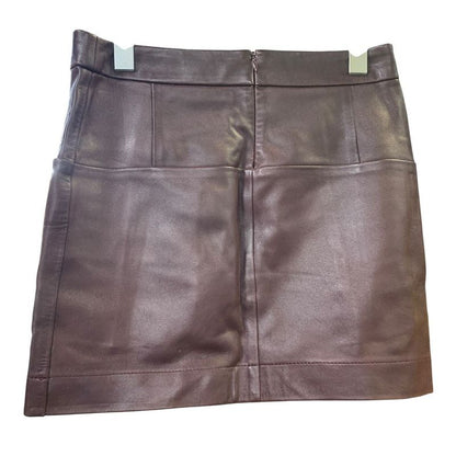 3247 Celine Dark Brown Leather Tight Skirt Size 34 Preowned Phoebe Period Lamb