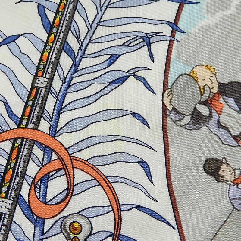 Hermes Scarf Carré 90 Silk Navy White Chasses Exotiques Accessories Women