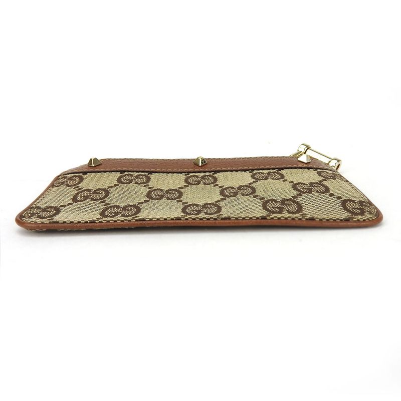 Gucci Coin Case 120971 GG Canvas Leather Brown Gold Hardware Everyday Use Small