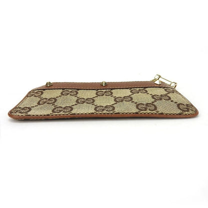 Gucci Coin Case 120971 GG Canvas Leather Brown Gold Hardware Everyday Use Small