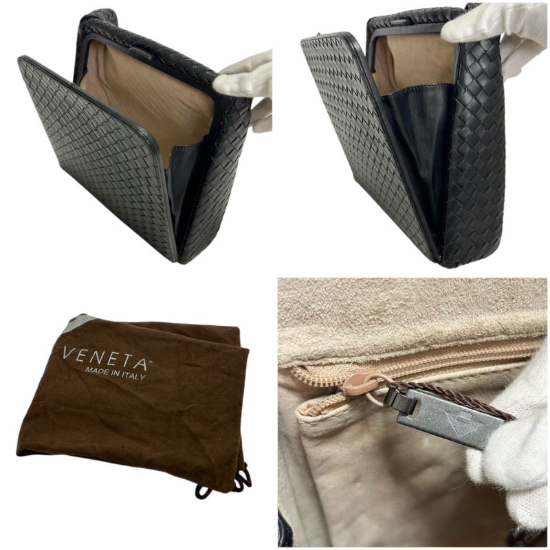 Bottega Veneta One Shoulder Bag Intrecciato Leather Black Gusset Soho Hobo