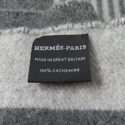 Hermes Sangre À Bucle 100% Cashmere Anthogracito / Gris Cles Fringed Scarf 39 X
