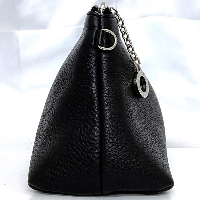 Bulgari Handbag Black Logomania Logo Leather Preowned