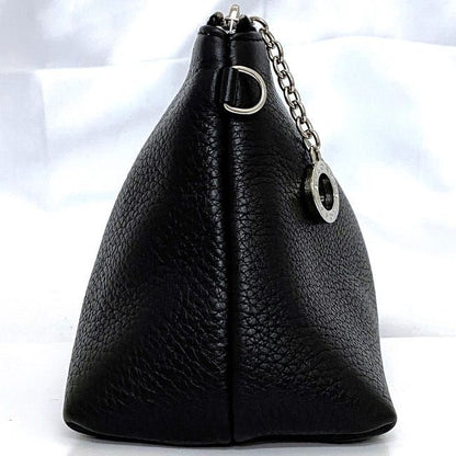 Bulgari Handbag Black Logomania Logo Leather Preowned