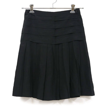 Chanel Pleated Skirt 34 P28626 Black Silk Knee Length