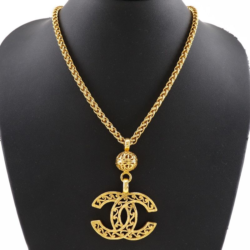 Chanel Coco Mark Vintage Pendant Gold Plated 96A Ladies 83.4g Necklace