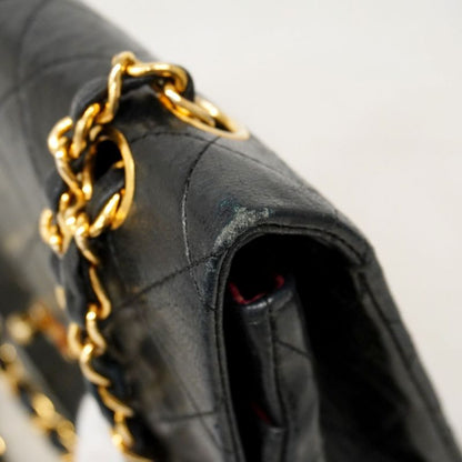 Chanel Shoulder Bag Matelasse Lambskin Black Gold Hardware Women