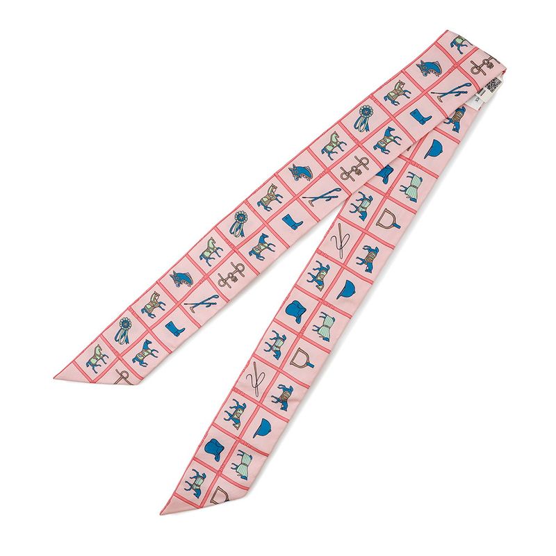 Hermes Scarf Twill Horsewear Couvertures Et Tenues de Jour Silk Rose Blue Veil