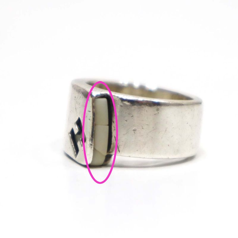 Hermes Candy Ring Silver 925 Size 52 10.8g Cracked Rings Accessories White H7922