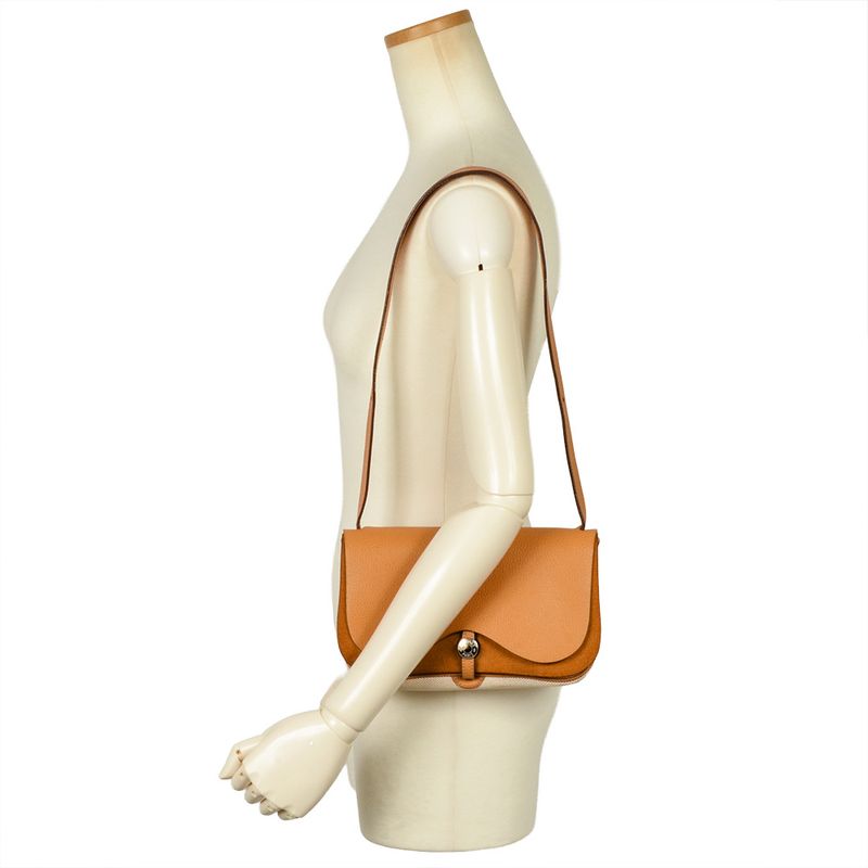 Hermes Sac Colorado PM Shoulder Bag □I Engraved Beige Silver Hardware Toile Ash