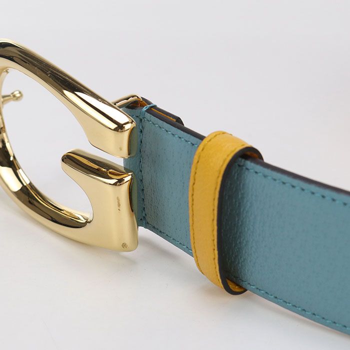 Gucci G Buckle Bicolor Belt 709954 Belt Leather Unisex