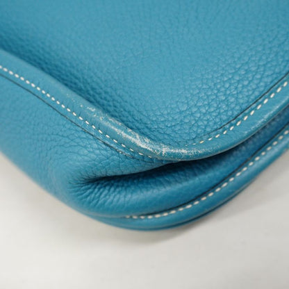 Hermes Shoulder Bag Evelyn 2PM Taurillon Cles Mance Blue Jean Silver Hardware