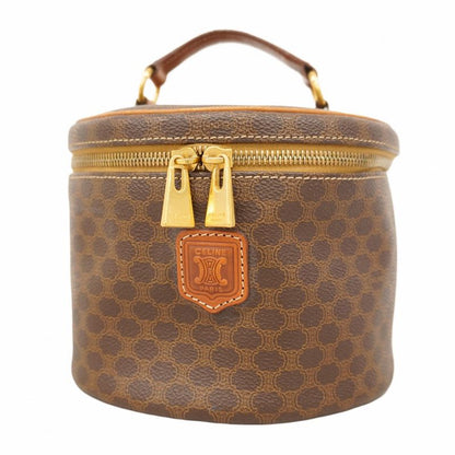 Celine Vanity Bag Macadam PVC Brown Gold Hardware Women