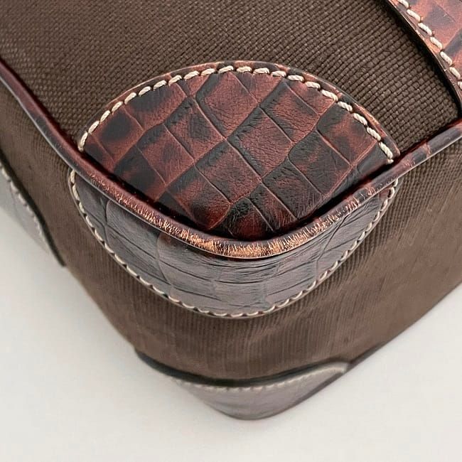 Celine Handbag Boogie Bag Brown Excellent Condition Leather Jacquard