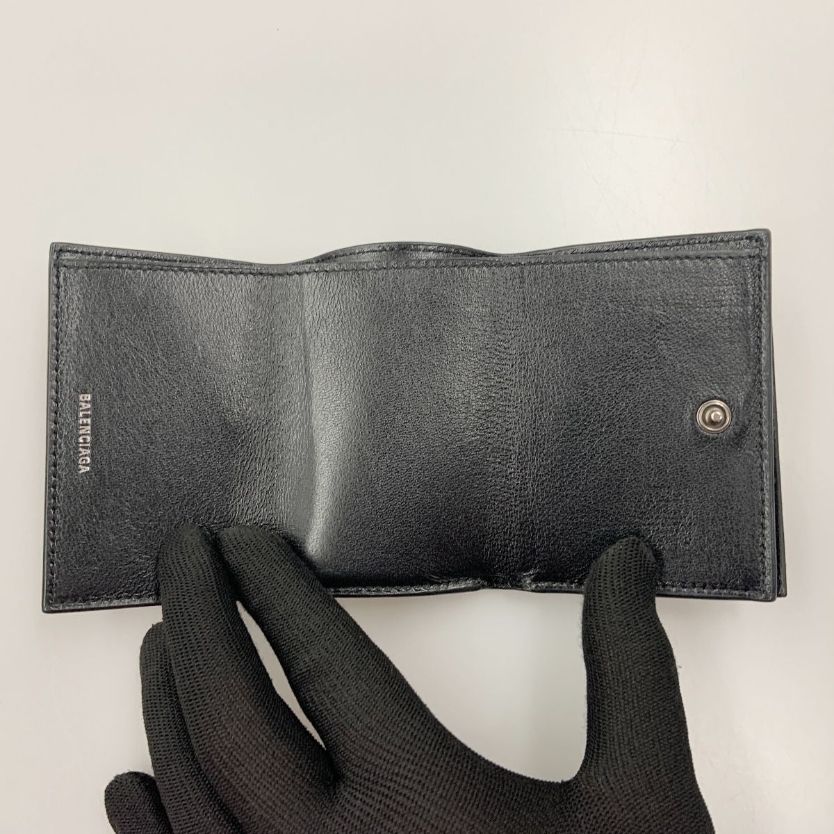 Balenciaga Signature Mini Wallet Trifold Wallet 594312 Black