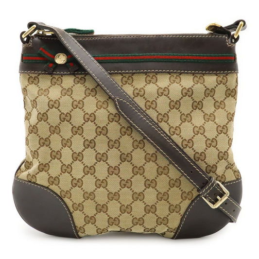 Gucci GG Canvas Mayfair Ribbon Shoulder Bag Crossbody Khaki Beige Dark Brown