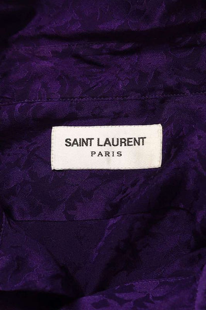 Saint Laurent Paris 646850 Y2e32 Floral Pattern Silk Long Sleeved Shirt Men 38