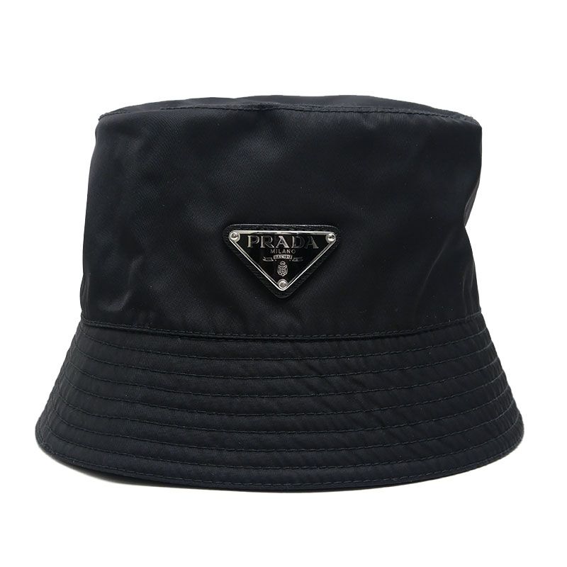 Prada Bucket Hat 2hc137 Triangle Logo Black M Size
