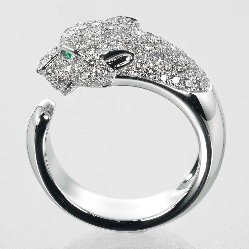 Cartier Panthère 18kwhite Gold × Diamonds × Emerald #18 Ladies 15.94g Ring