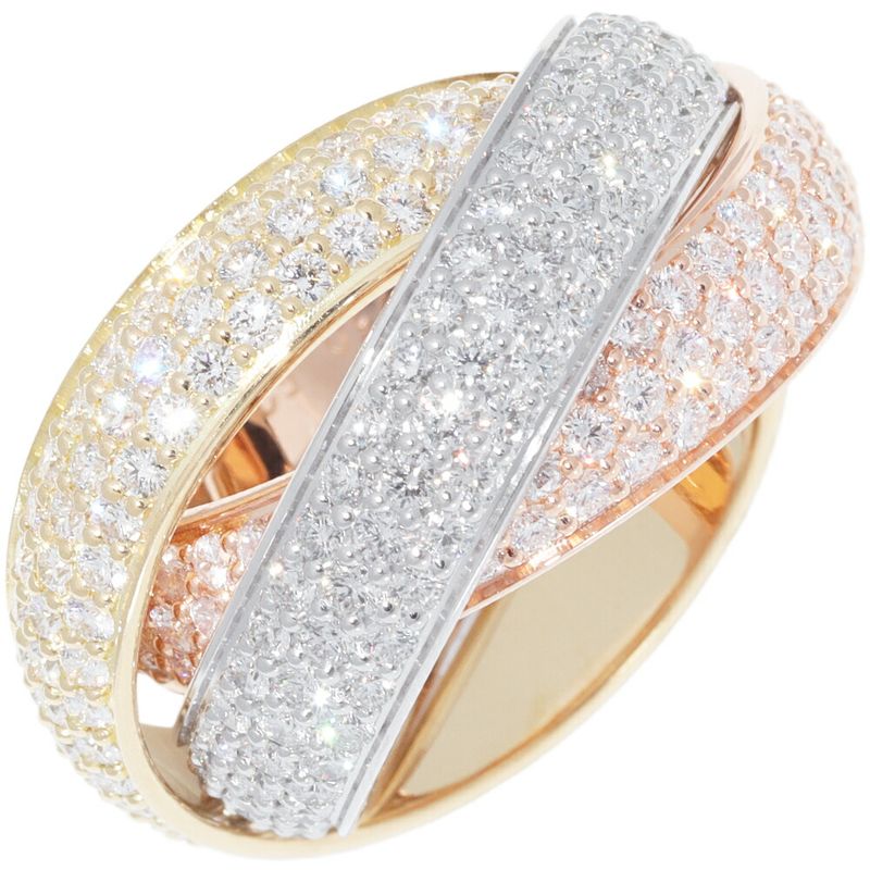 Cartier Rings 18K Yellow Gold 18K White Gold 18K Pink Gold Diamond Trinity Ring