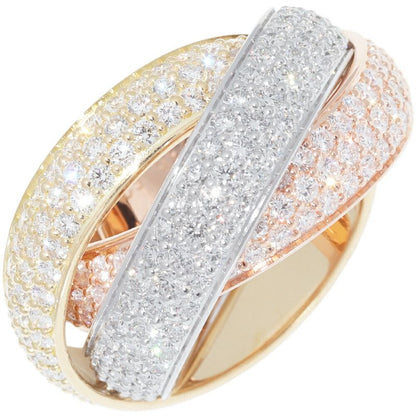 Cartier Rings 18K Yellow Gold 18K White Gold 18K Pink Gold Diamond Trinity Ring