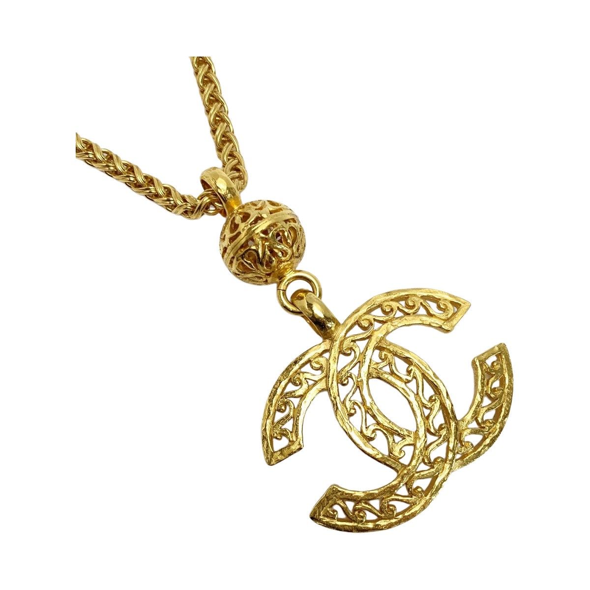 Chanel Cocomark Long Necklace 95a Gold GP Vintage