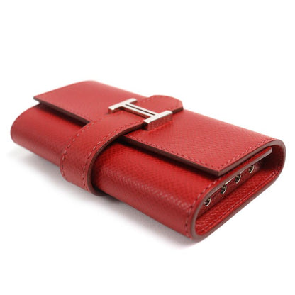 Hermes Bearn H Logo Silver Hardware Vaux Epson 4-ribbon Key Case Red L