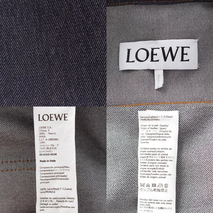 Loewe Denim Wool Calfskin Work Anagram Leather Patch Tailored Jacket Light