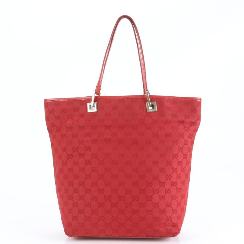 Gucci GG Canvas Leather Tote Bag Shoulder Hand 002-1098 Silver Hardware Women's